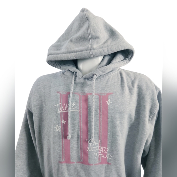 Twice 4th World Tour III Encore LA Concert Gray Scribble Hoodie Size Large Adult - Picture 4 of 10